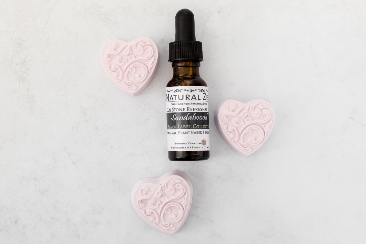 Sandalwood plant based fragrance oil and Zen Stone scent stones and Room Deodorizers - Passive diffusers for aromatherapy