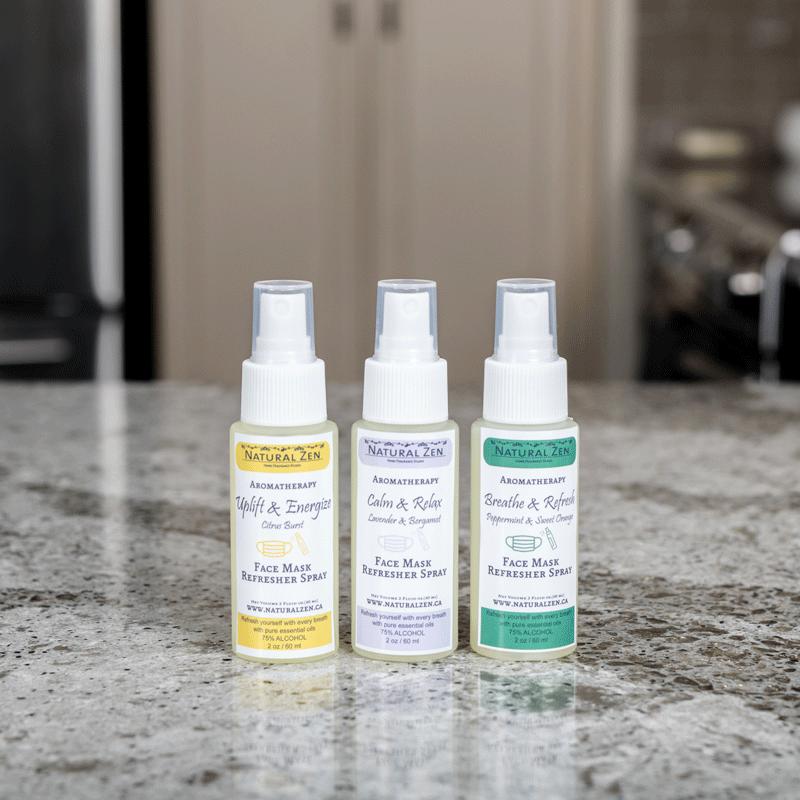 Our aromatherapy Mask Refresher Sprays kill bacteria, remove odours, freshen the material and uplift our senses, focus and energy with aromatherapy, all at the same time in one amazing spray. For us and for our customers, these mask