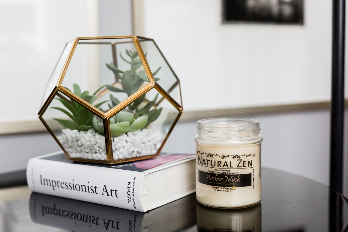 Amber Musk Candelilla and Coconut Scented Jar Candle