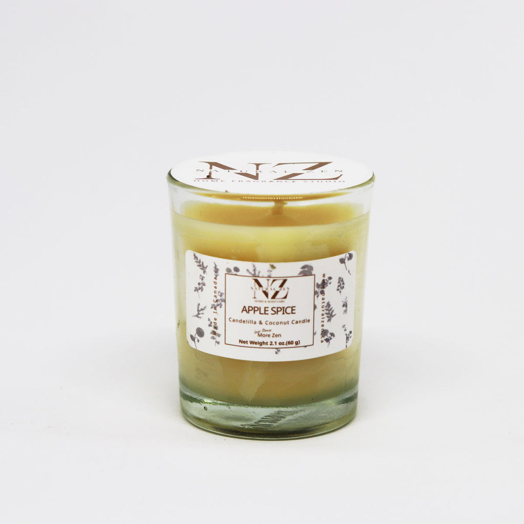 Imagine the scent of crisp apples freshly cut, a sprinkling of cinnamon, brown sugar, and the feeling of comfort filling your home. This is the experience of our new Apple Spice candles. Whether you have company over to enjoy the season or want to curl up with your favorite book to enjoy a quiet evening, this candle will fill the room with the scent of home and help you to enjoy the experience.  Scented with essential oils and true flower essences that are vegan and contain no allergens.